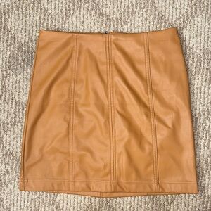 Tan Leather Mini Skirt Casual